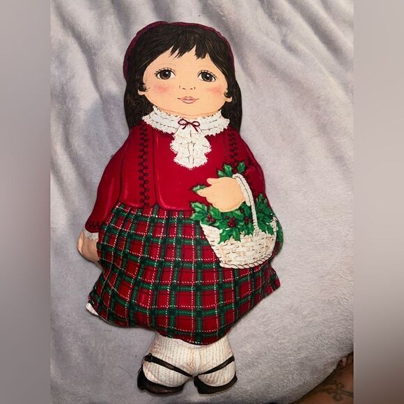 Vintage Cranston fabric panel “Heather” Christmas pillow doll completed - Picture 1 of 3